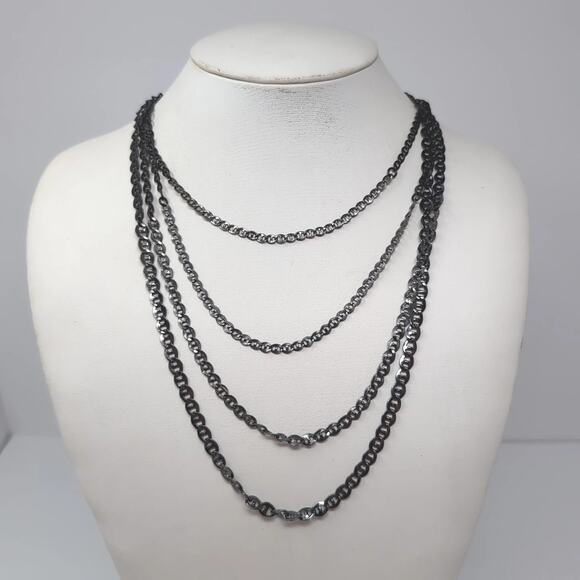 KENNETH COLE Layered Necklace 4 Strand Gunmetal Silver Tone Adjusts 16 - 19 Inch - Picture 7 of 7